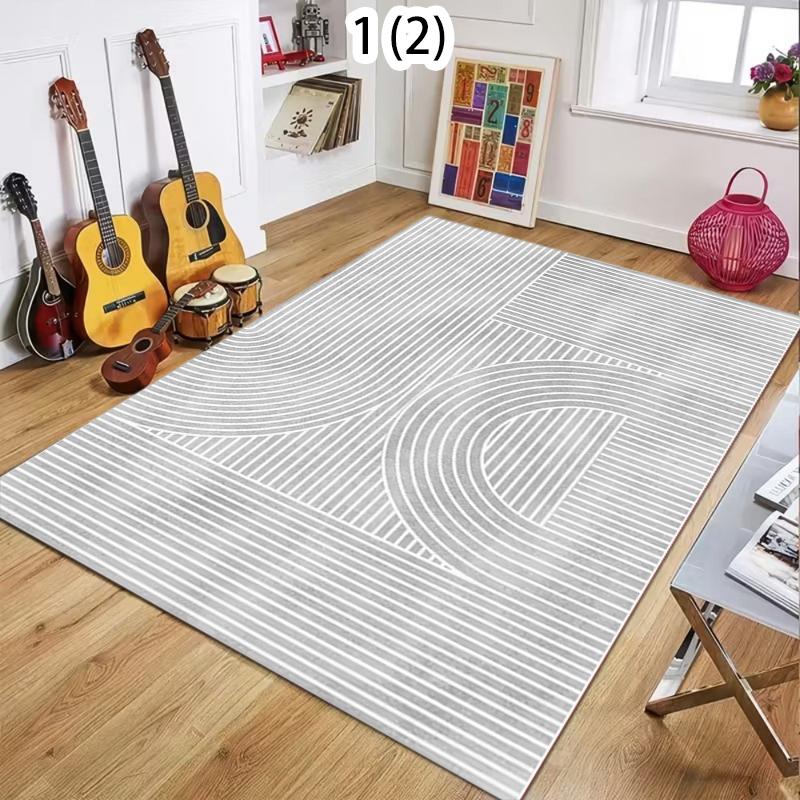 

Rectangular Area Rug with Minimalist Arch Line Geometric Patterns in Soft Muted Tones for Living Room Bedroom Entryway 40X60CM