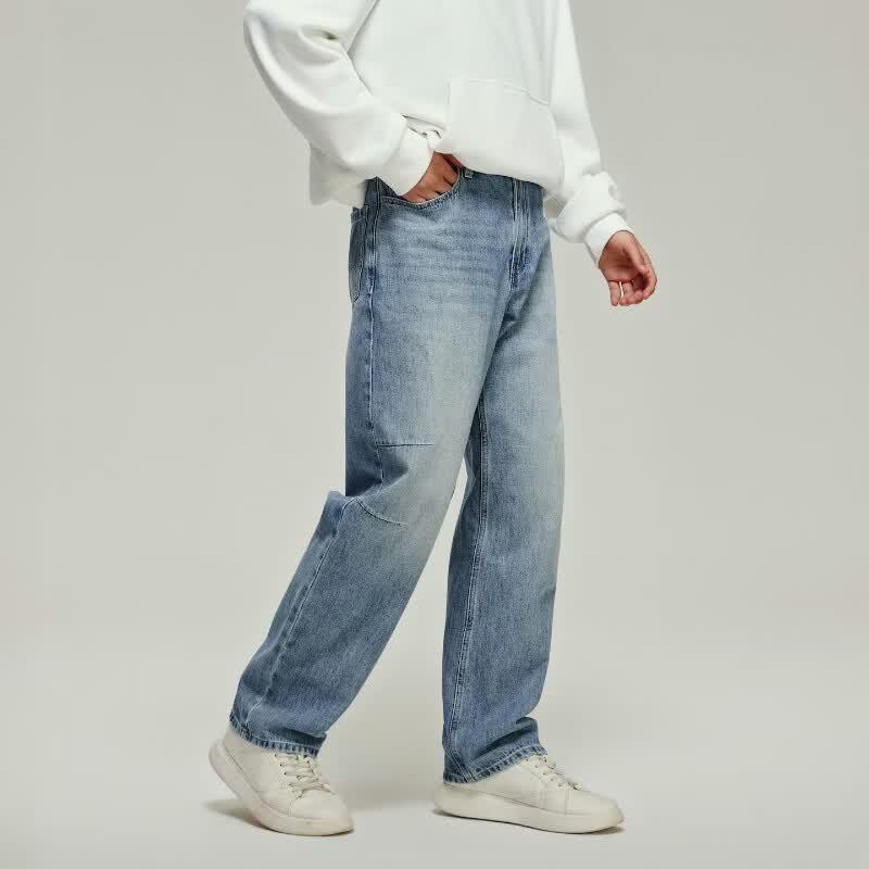 Jack & Jones Men's Loose Fit Distressed Washed Cotton Jeans