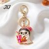 Holding Milk Tea Ghost Keychain Halloween Cartoon for Backpack, Alloy Pumpkin Keyring, Handbags Backpack Accessories Festive Party Favor