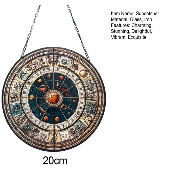 Bunter Acryl-Sonnenfänger Astrologisches Rad Tierkreiszeichen Fensterhänge-Dekoration Buntglas-Effekt Sonnenfänger-Panel für Haus Garten Dekoration