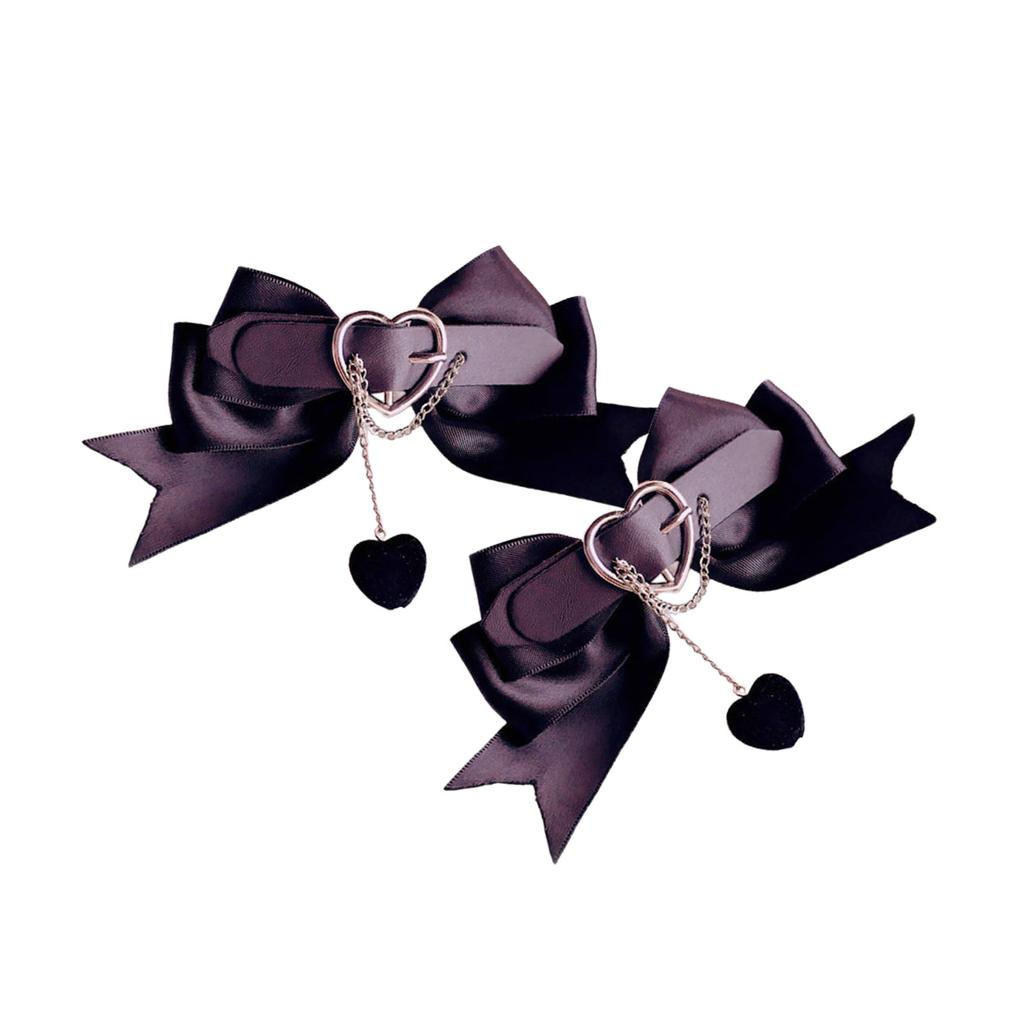 1 paire d'épingles à cheveux en forme de cœur et de nœud papillon Harajuku Nœud papillon Chaîne Pince à cheveux pour frange Cheveux Queue de cheval Épingles à cheveux pour adolescentes