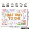 2D Half Way To One Birthday Backdrop, Sweet Candy Donut Photo Background