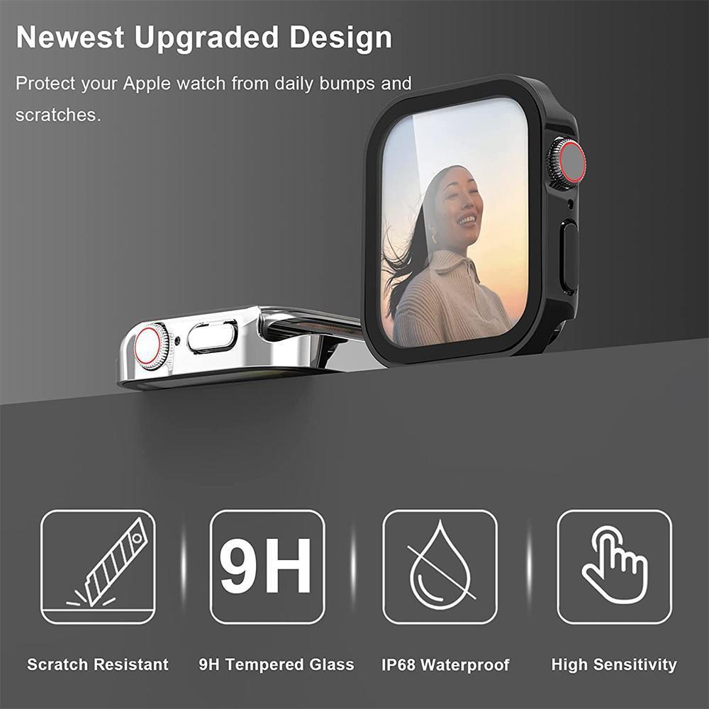 Waterproof Case for Watch 7 8 45mm 41mm 44mm 40mm Screen Protector Cover Straight Edge Bumper iWatch 4 5 SE 6 Accessories