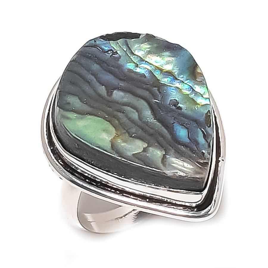 

Abalone Shell Gemstone Handmade 925 Sterling Silver Jewelry Ring Size 7 v9P60