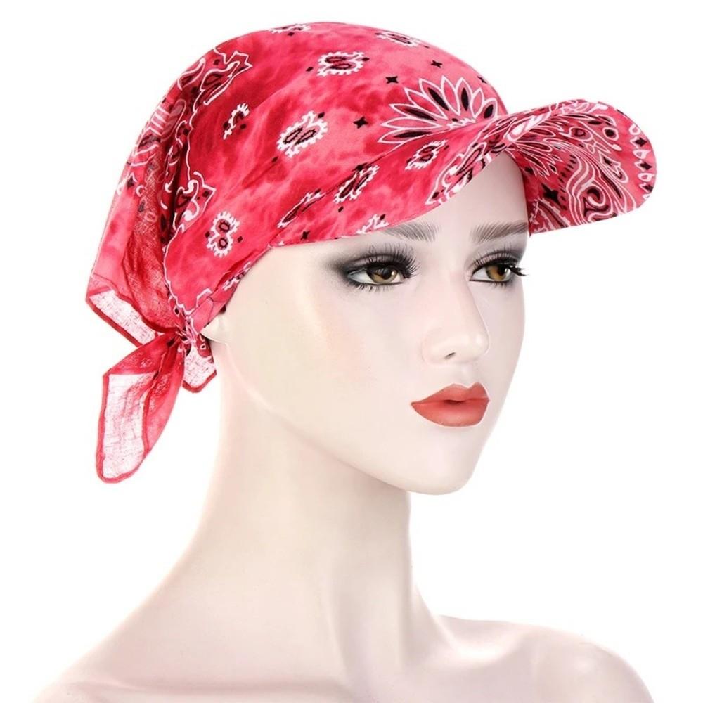 Printed Brim Bandana Hat Paisley Floral Sun Visor Hat Fashion Bandana Scarf  for Women