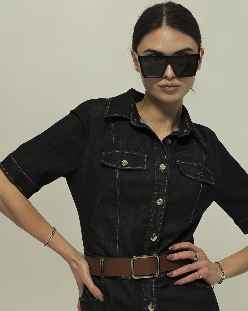 Jeanskleid mit Gürtel Mira Mia 249611 36 dunkelblau