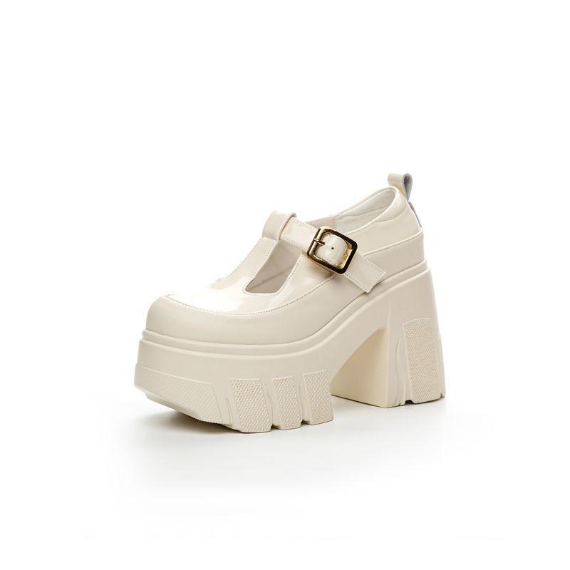 Fashion Mary Janes Vintage Black Sandals Woman Buckle Non-Slip Casual Medium Heels Office Ladies Solid Elegant Heels Korean 2024 Summer