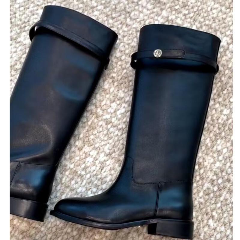 Boots Women's Martin Knight Boots Tall Retro Small Gold Buckle But Knee Boots Children's Sleeve Boots Women's