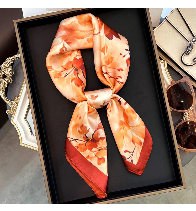 Korean Style Floral Printed Small Square Scarf Women Summer Spring Versatile Neck Scarf