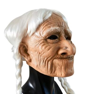 Maschera Vecchio Uomo Halloween Cappuccio Strega Divertente Nonno Nonna Accessorio Festa Travestimento Viso Copricapo