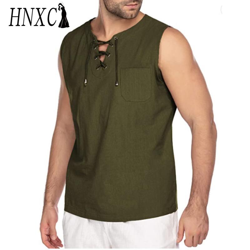 HNXC Baumwolle Ärmelloses T-Shirt Herrenmode Lockeres Hemd Bedrucktes Mitfühlendes Hemd