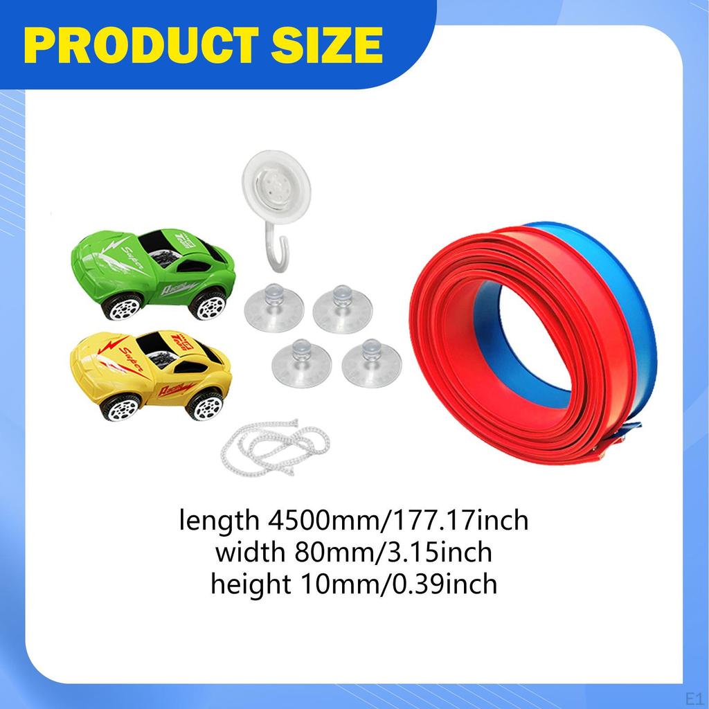 Flexible Race Car Ramp Track 14.7 ft Bendable Versatile with Suction Cup Mount Portable Roll Toy for