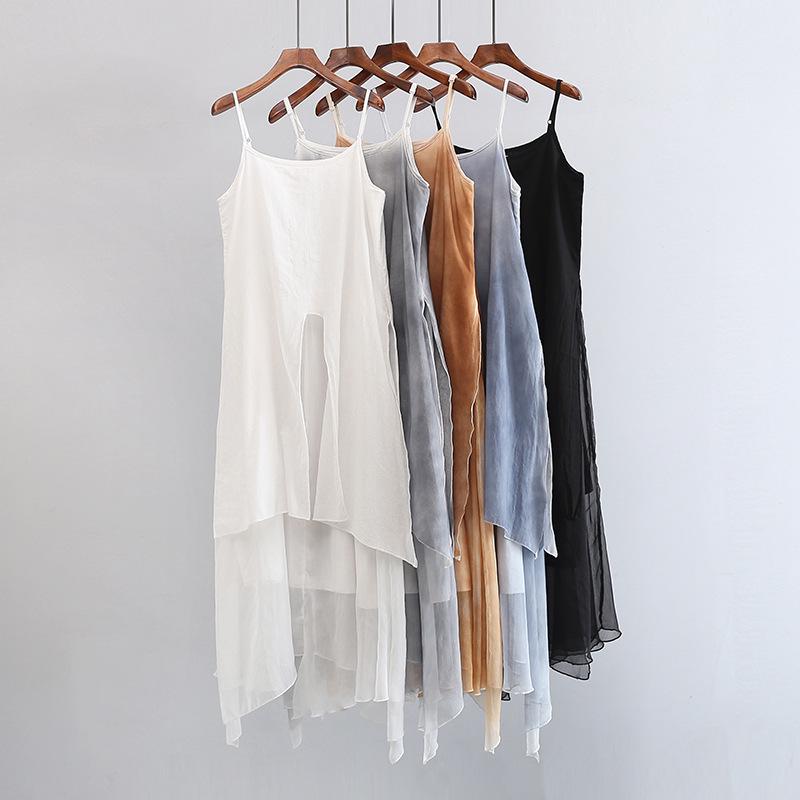 2025 Summer Irregular Hem Spray Paint Strappy Dress for Travel Photography