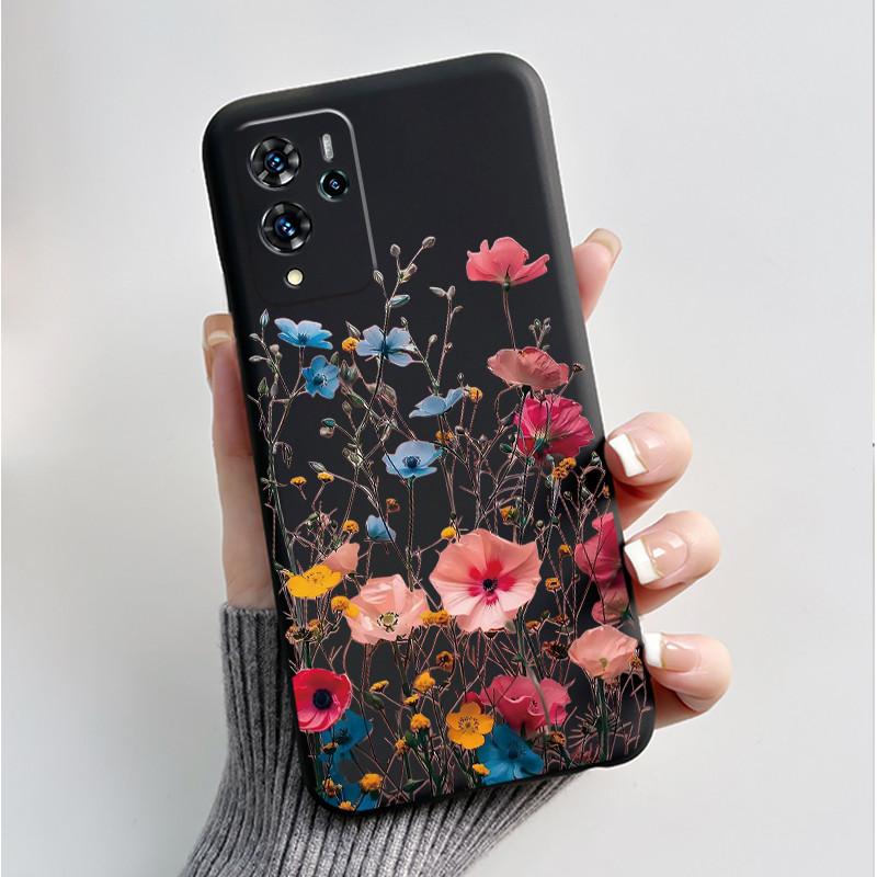 For ZTE V40 Pro 9046 Case Black Jelly Soft Silicone TPU Butterfly Flowers Pattern Phone Casing For ZTE Blade V40 Pro Back Cover