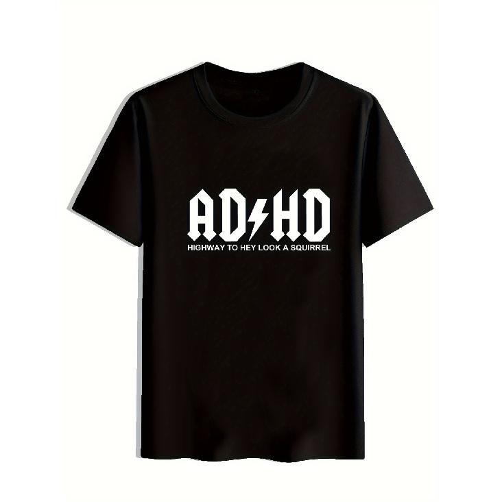 Camisetas Casuales de Algodón de Manga Corta con Patrón TDAH