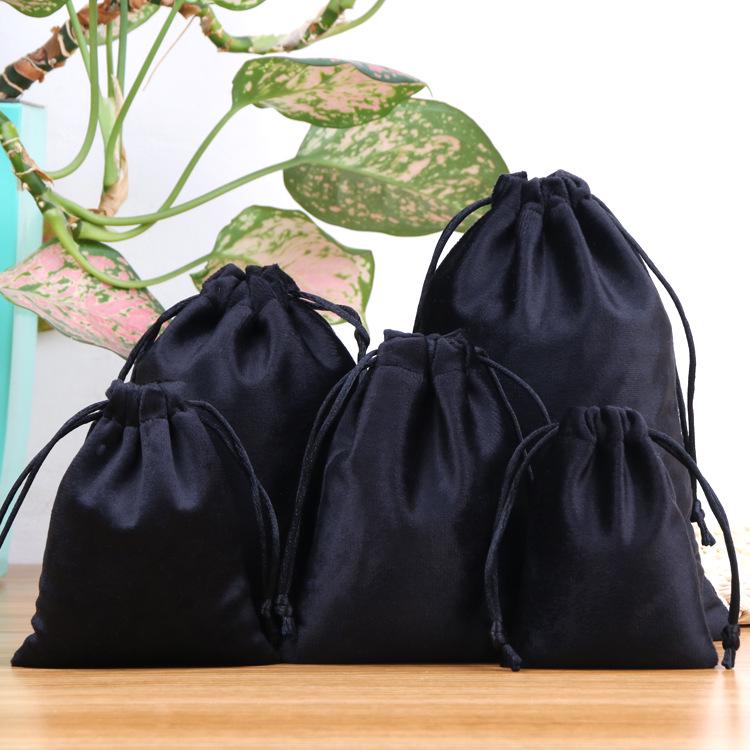 Black Velvet Drawstring Jewelry Pouches