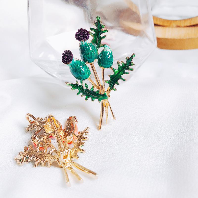 SKEDS Women Creative Enamel Flower Brooches Pins Fashion Exquisite Metal Corsage Brooch Plant Wedding Party Badges Lapel Pin