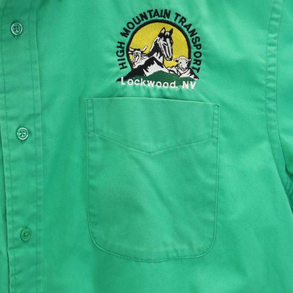 PORT AUTHORITY Short Sleeve Button Down Shirt XL Green Men's Used