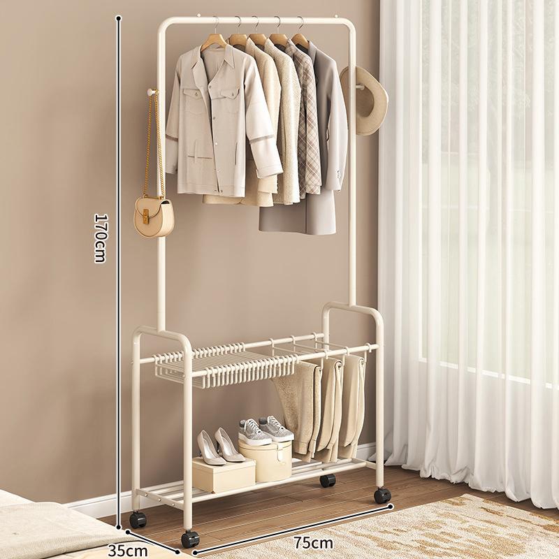 Mobiler Hosenständer/Ständer mit Rädern, Kleiderbügeln und Ablagefächern – Vielseitiges mehrstufiges Design, inklusive kostenloser Haken