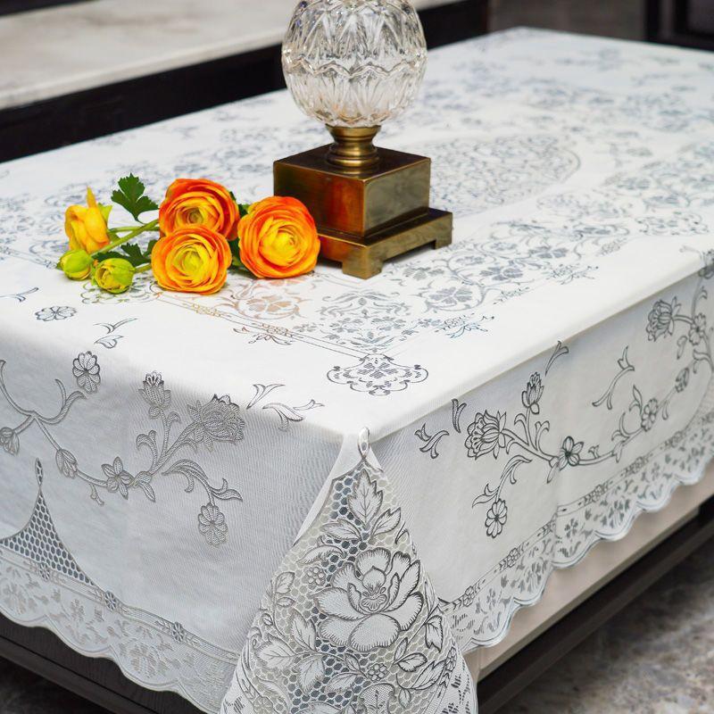 Vodotěsný ubrus pro domácnost obdélníkový olejotěsný PVC plastový ubrus Zlatý bronzující potisk potah stolu podložka na stůl