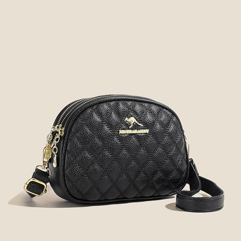 Women's Three-layer Mobile Phone Purse New Mom Crossbody Bag Versatile Diamond Grid Embroidery Thread Lightweight Shoulder Bag