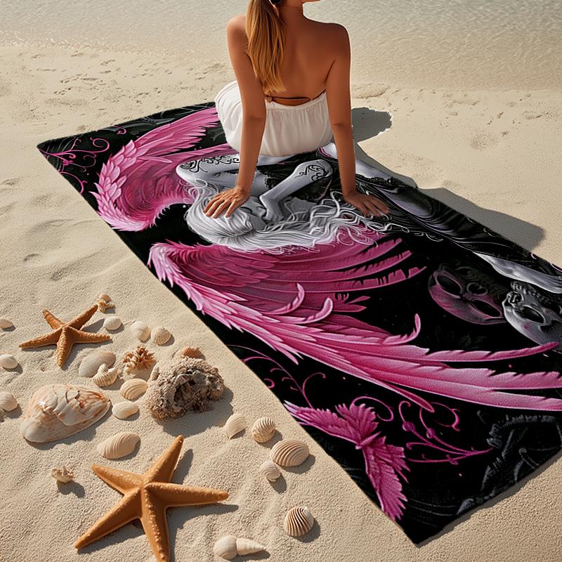 Ethereal pink Angelic skull Beach Towel, Super Soft Microfiber, Gift for Her/Him, Birthday, for Pool, Beach, Travel, Home Decor Fan gifts