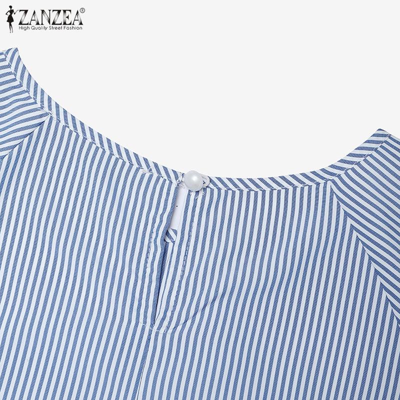 ZANZEA Dámská ležérní halenka s kulatým výstřihem a 3/4 rukávem s volným pruhem