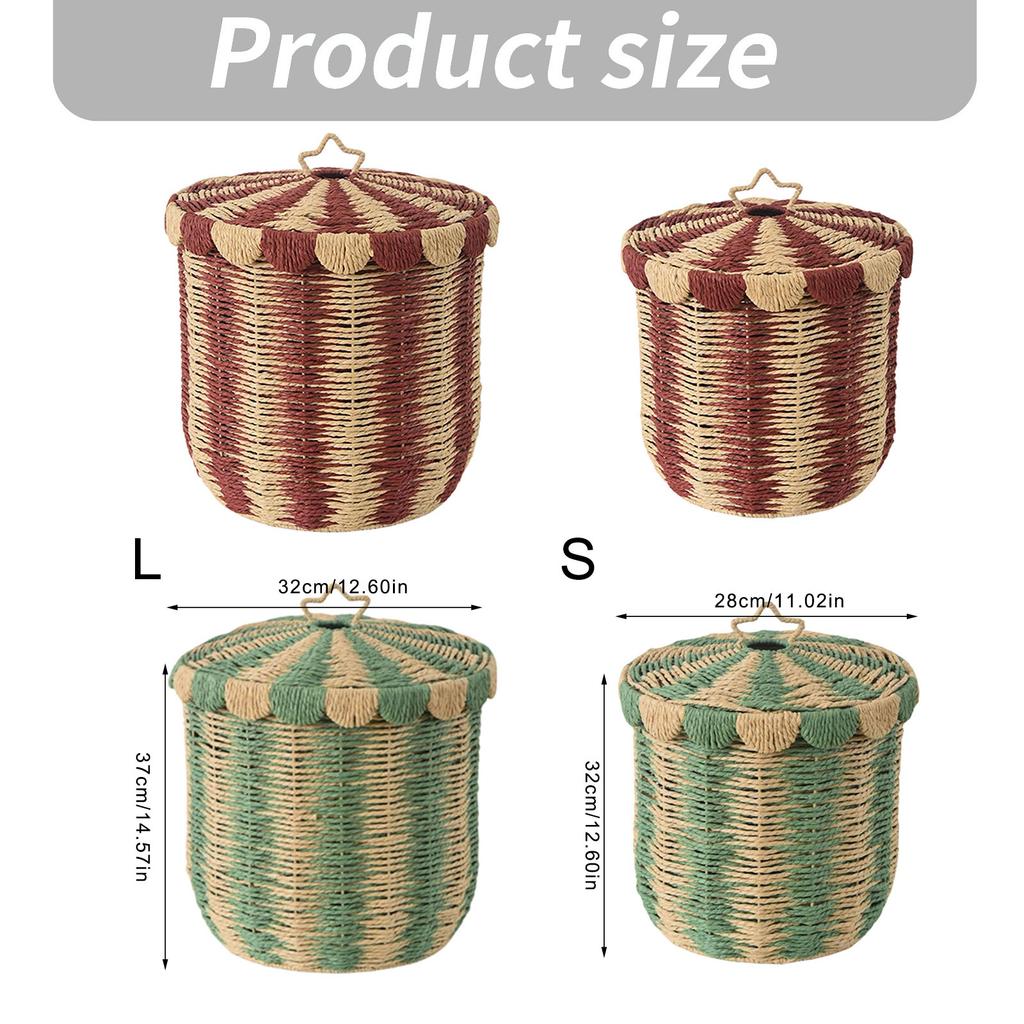 Handwoven Paper Rope Laundry Bin Large Capacity Multifunctional Household Basket For Clothes Toy Storage