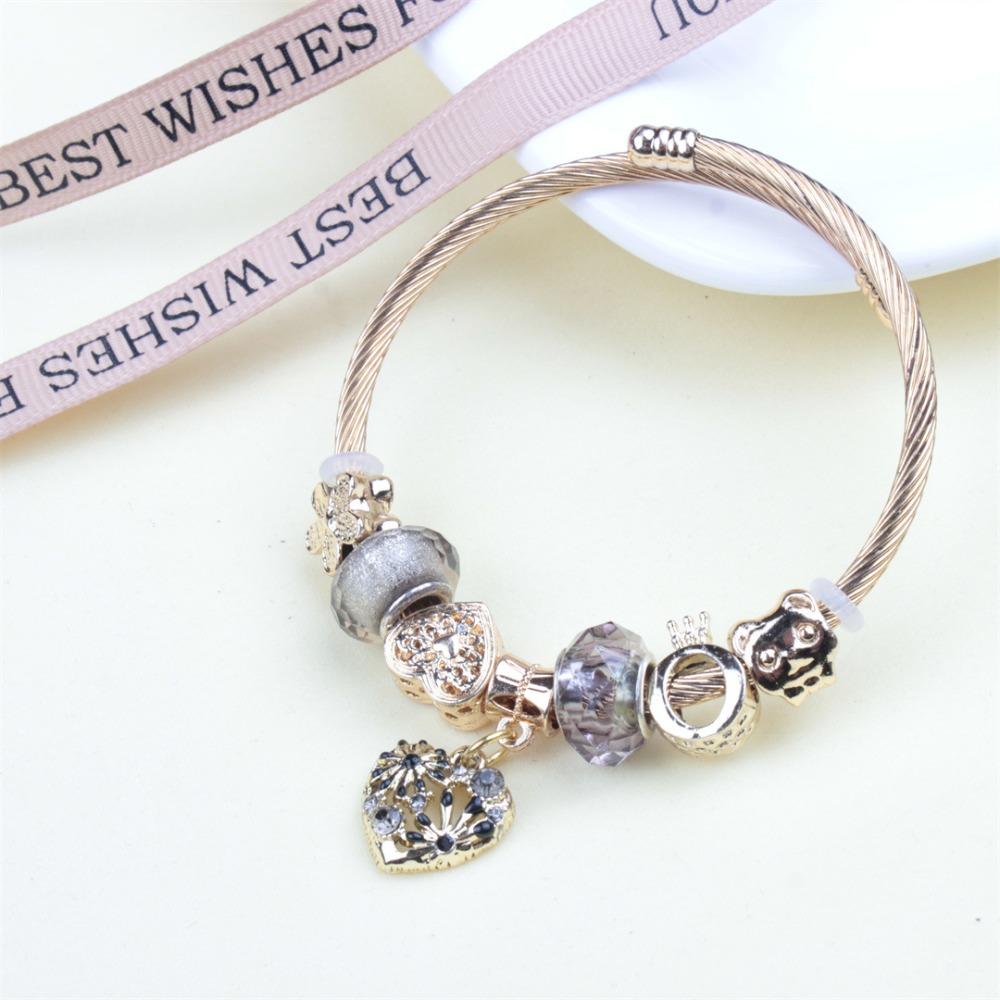 Beaded Bracelet Bangle Multi Element Stainless Steel Copper Alloy Open Spring Snake Bone Chain