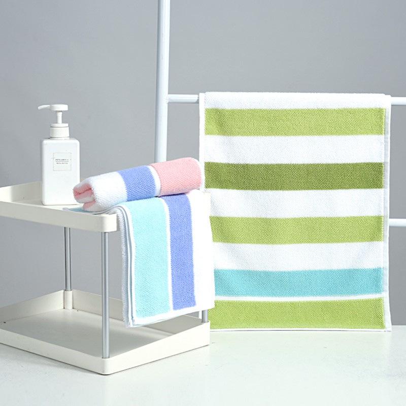 Jie Liya Pure Cotton Absorbent Towel - Fresh Stripes, 70x34cm Bath Washcloth.