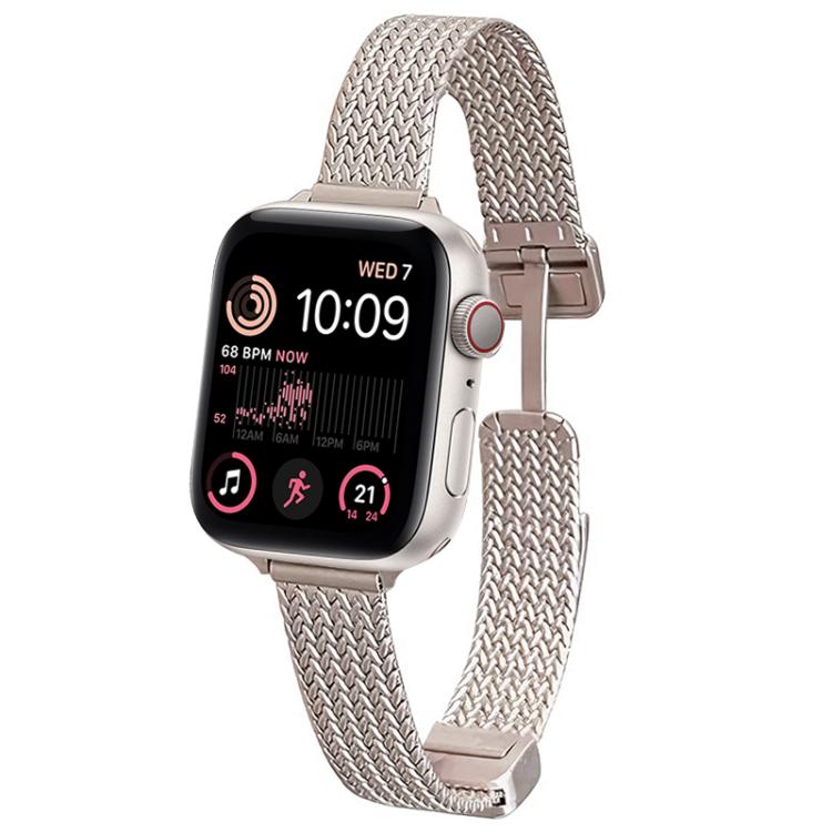 Wheat Ear Magnetic Buckle Stainless Steel Watch Band For Apple Watch 42/44/45/46/49mm, Adjustable Metal Business Replacement Wrist Strap