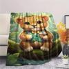1PC Cute and heartwarming Print FlAannel Blanket, High quality Comfortable for All Seasons, Home Decor, Warmth and Comfort