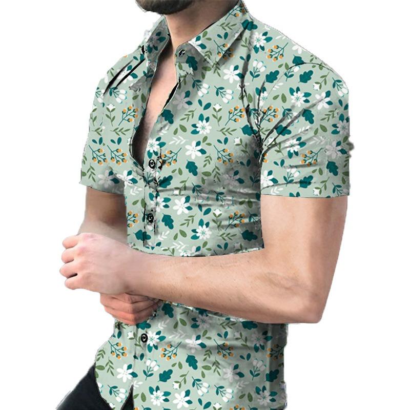 Men S Summer Short Sleeve Shirt 3d Print Striped Color Block Casual