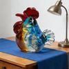 Figure di Gallo Seduto Galline in Vetro Soffiato Statua Sculture di Animali Figura Decorativa da Collezione Arredamento per la Casa