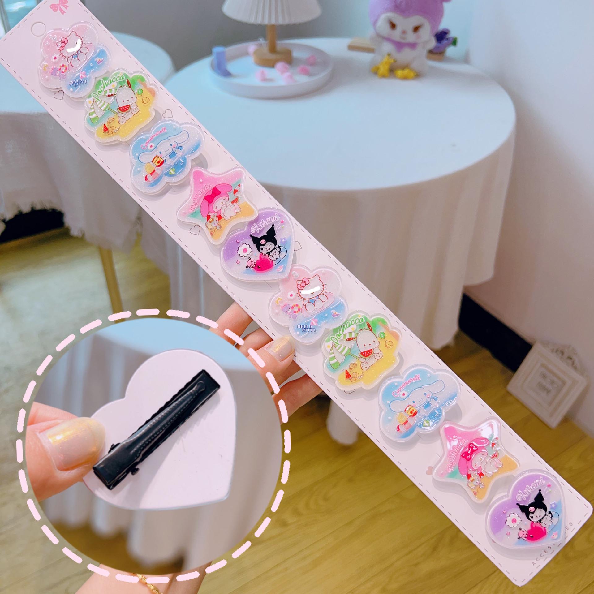 Kuromi Three-Color Hair Clip and Rubber Band Set – Cute Korean Style Children s Hair Accessories