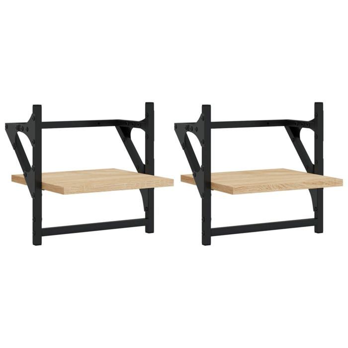 VidaXL Wall Shelves with Bars 2 Pcs Sonoma Oak 30x25x30 Cm 836234