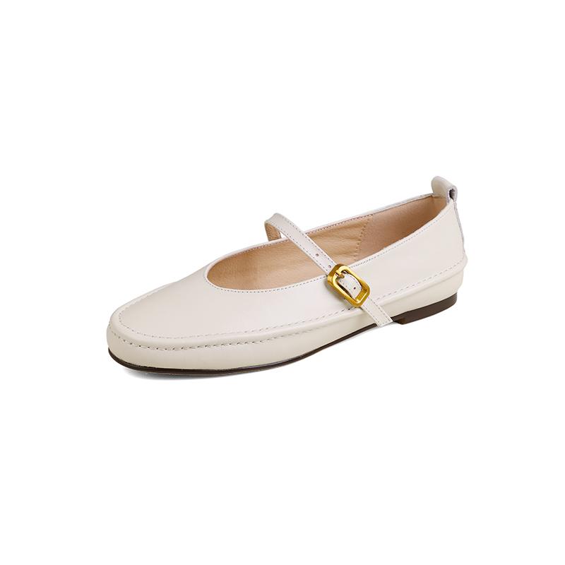 Fashion Women's new leather cowhide round toe spring and autumn low heel large size comfortable casual Mary Jane single shoe
