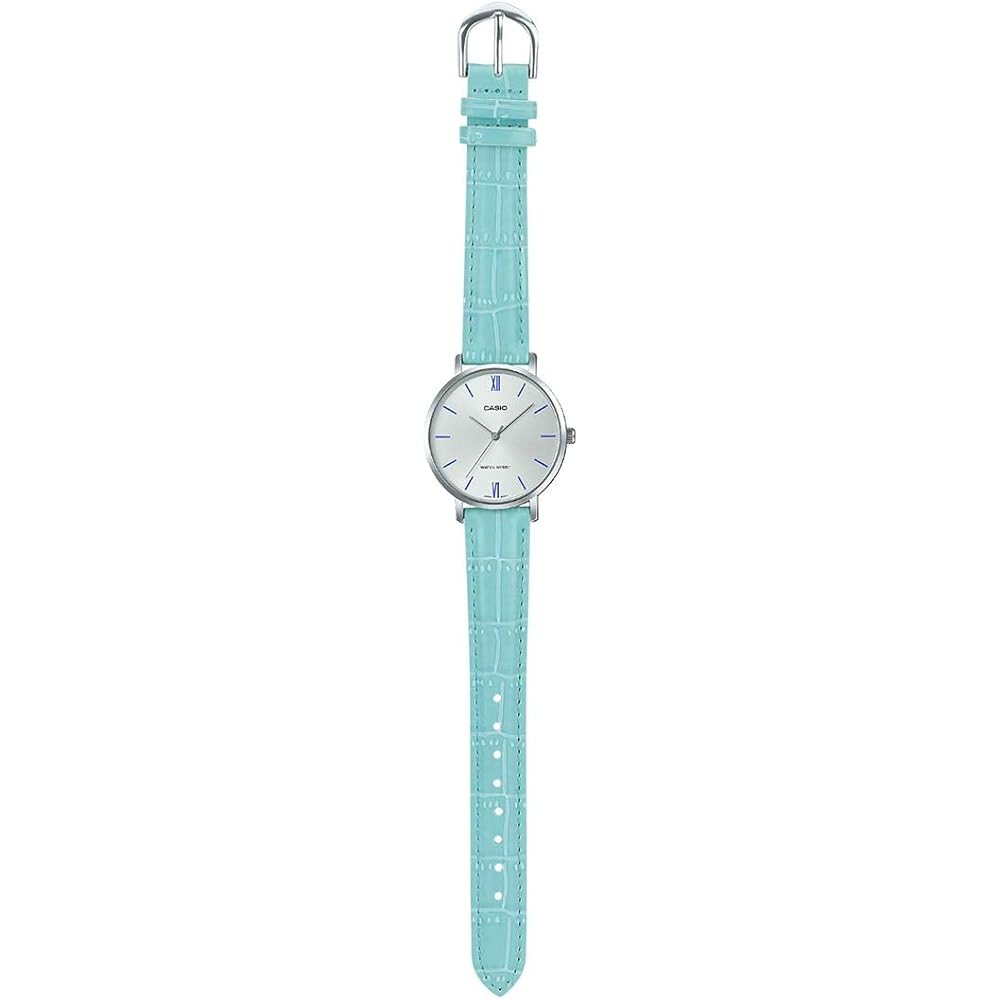 Casio LTP-VT01L-7B3 Women's Minimal Silver Dial Blue Leather Band Analog Watch Casual