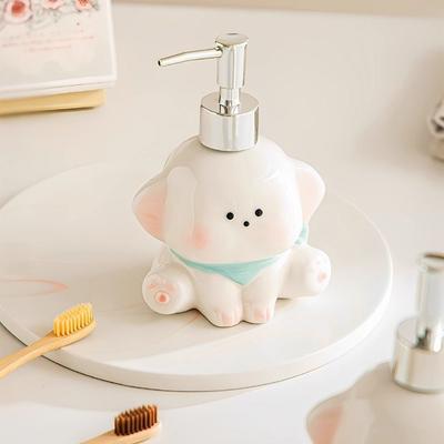 Creative Ceramic Liquid Soap Dispenser Dog Shape Press Pump Dog Shape Lotion Bottle Empty Bottle Cute Shampoo Bottle Kitchen