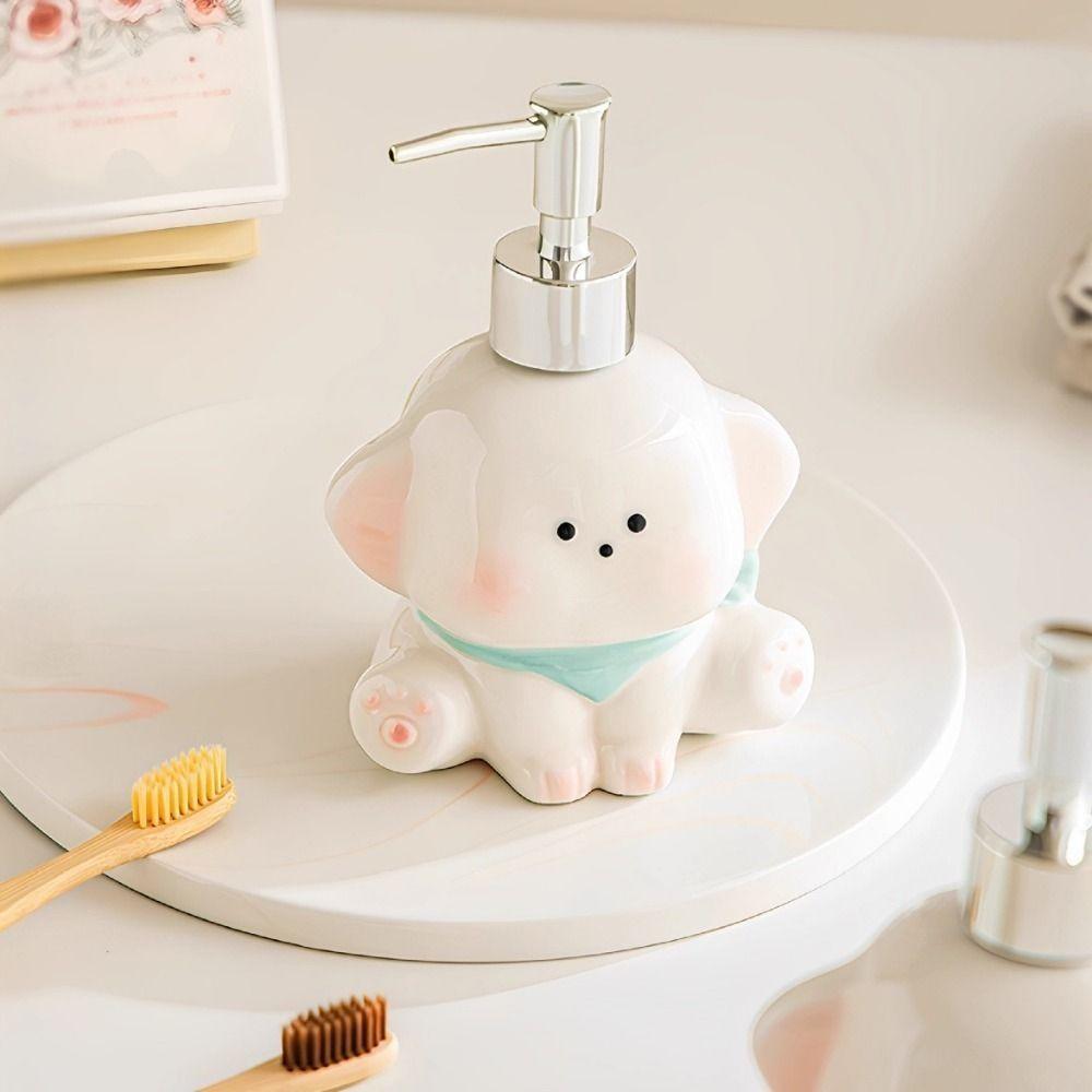 Dog Shape Liquid Soap Dispenser Ceramic Shampoo Bottle Dog Shape Lotion Bottle  Bathroom
