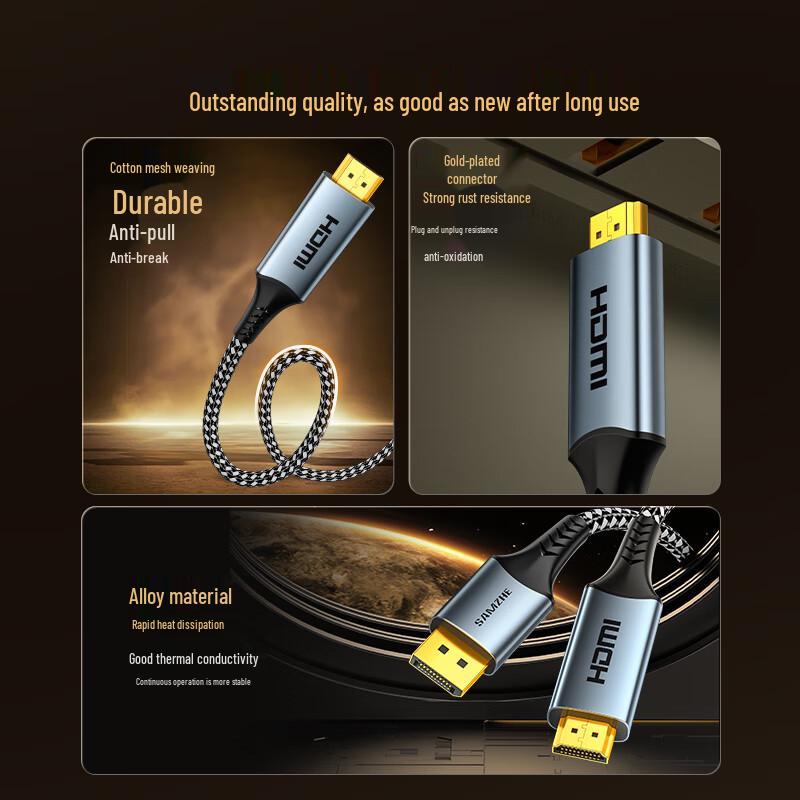 ShanZe DisplayPort to HDMI 2.1 8K/4K High-Refresh Converter Cable