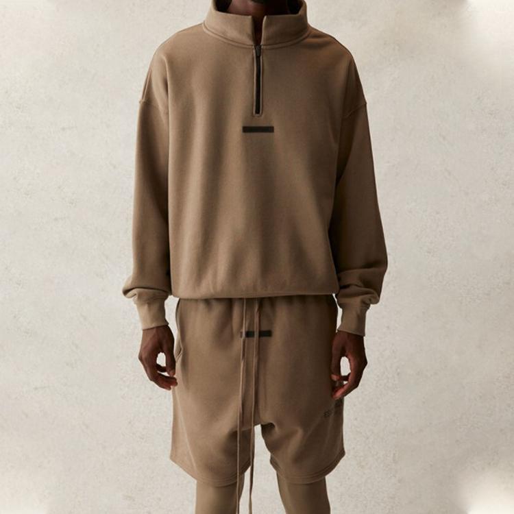 Fear of God Essentials Mockneck Half-Zip Fleece Sweatshirt SS21 Unisex Sweatshirt Taupe FOG-SS21-592