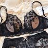 New Women Lingerie Set Sexy Lace Push Up Bra French 3/4 Thin Cup Bralette Cute Bow Decoration Underwear Comfort Bras Briefs Sets