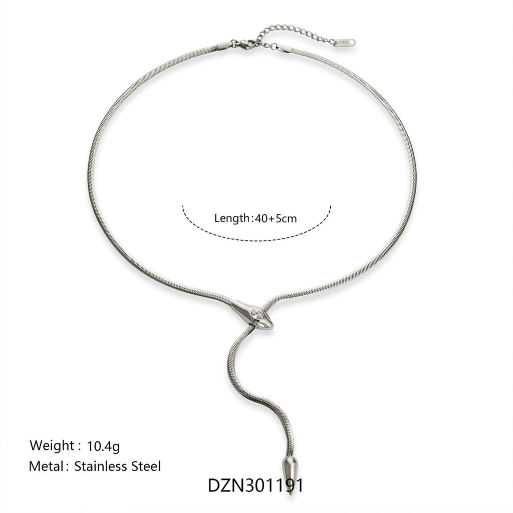 18K Gold Plated Retro Snake-Shaped Zirconia Clavicle Necklace