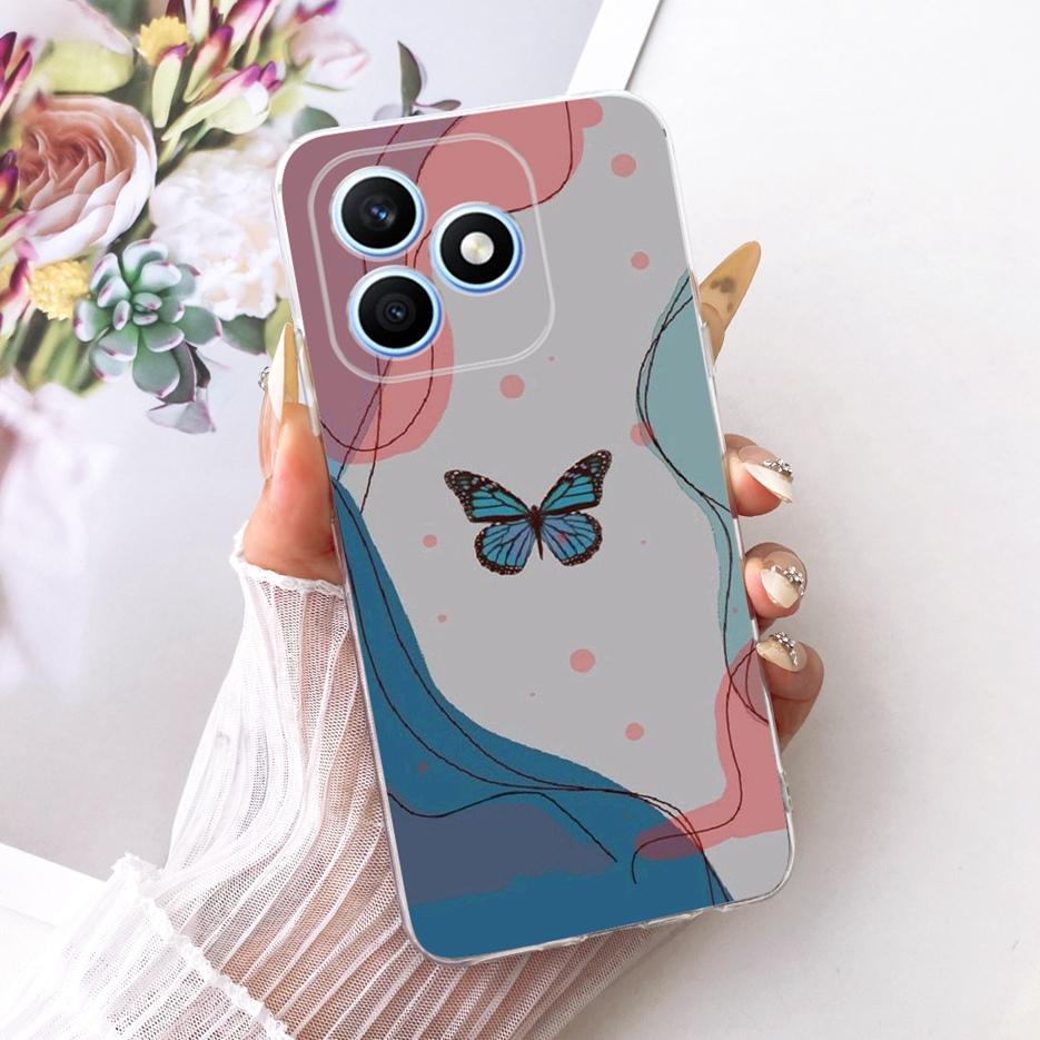 For Honor X8d 4G Case Cute Cat Luxury Flowers Painted Cover Soft Slim Phone Case For Honor X8d X 8d HonorX8d 4G Back Cover Coque