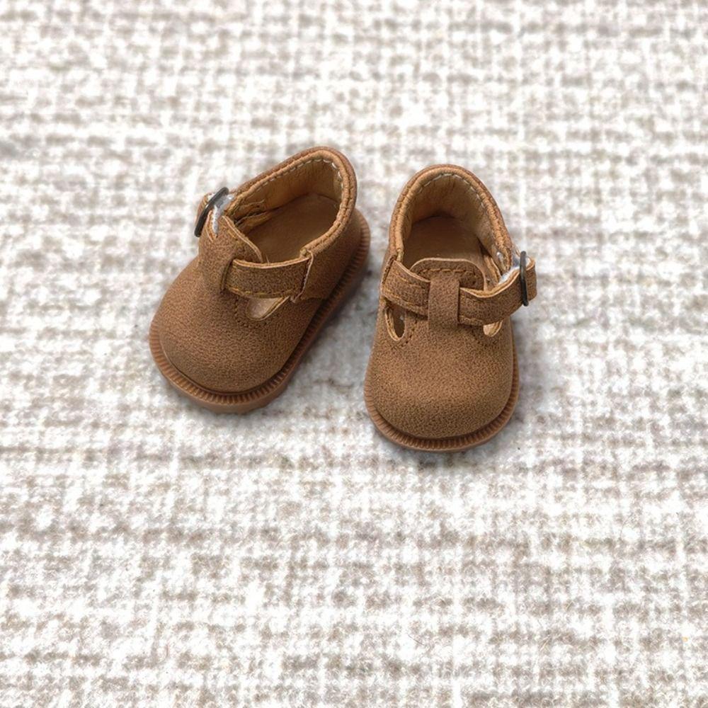 1pair Pretend Play Doll Leather Shoes Boots Black Brown Dolls Uniform Shoes Bjd Doll Shoe For Penny