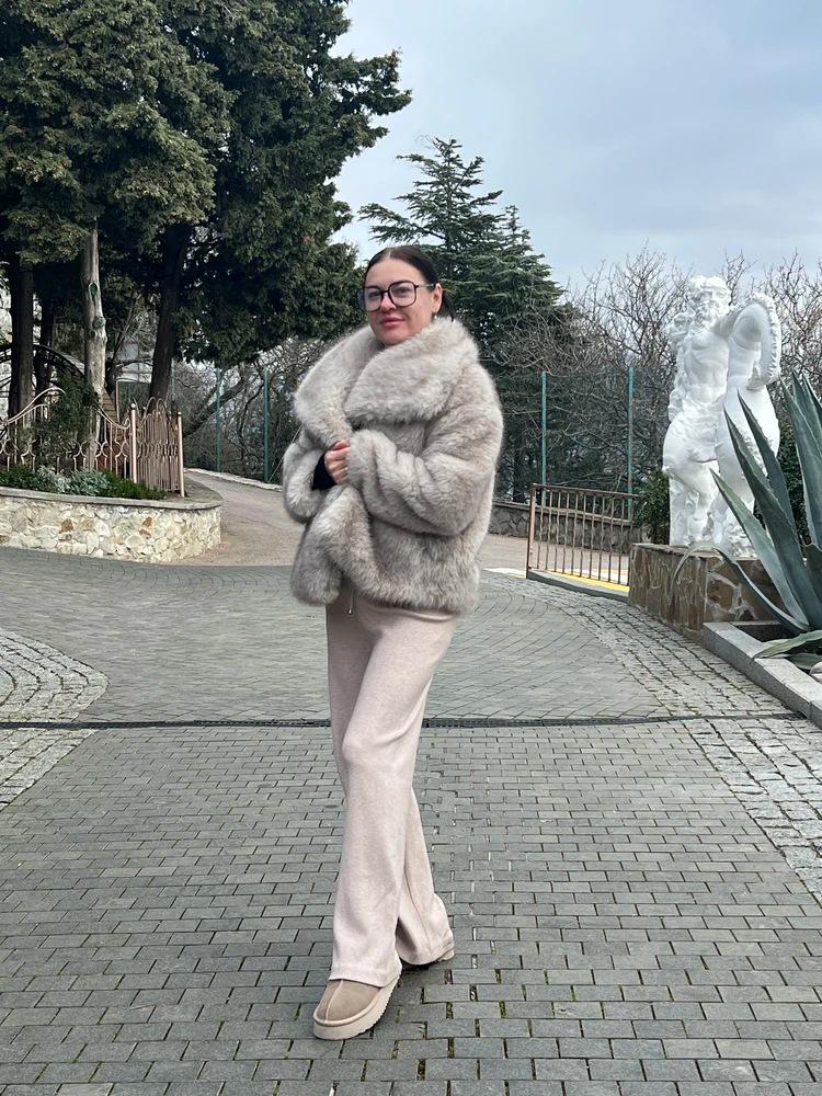 Women's Fluffy Tipped Fox Faux Fur Coat - New Fashion for Autumn/Winter