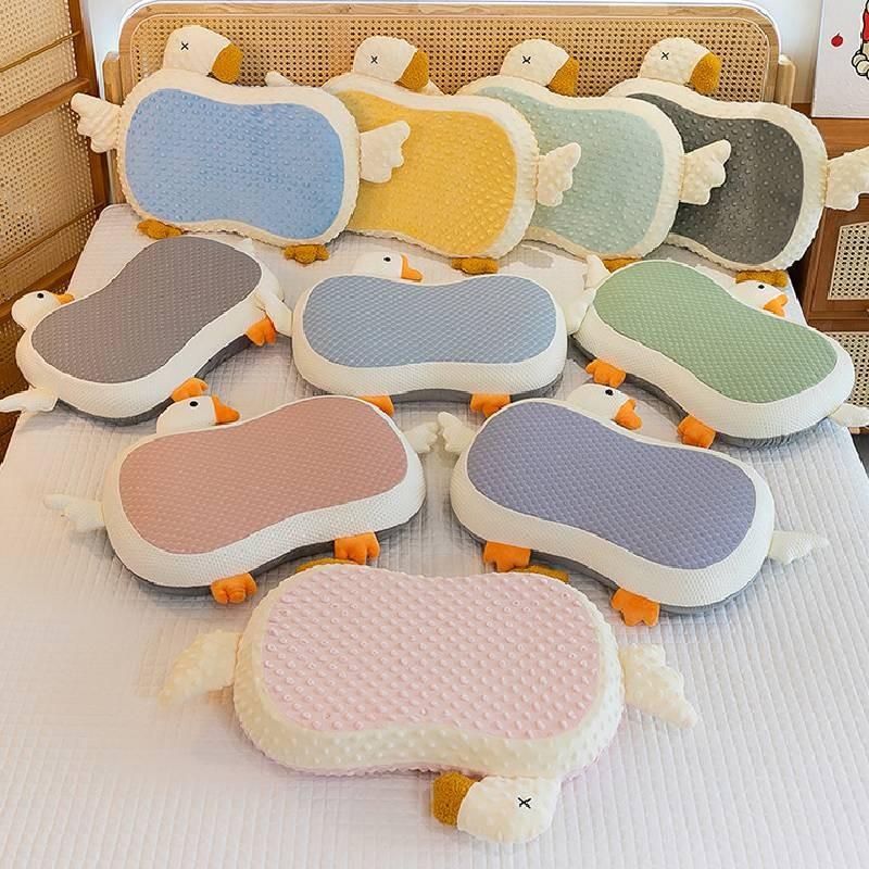 Adorable Summer Ice Silk Plush Goose Pillow Soft Support Cushion For Kids And Office