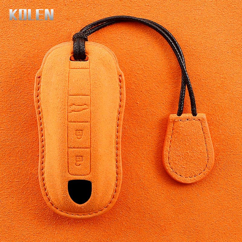 AABKR1 Leather Car Remote Key Case Cover Shell For Porsche Panamera Cayenne 971 911 9YA Boxster 3 Buttons Protected Fob Accessories Bag