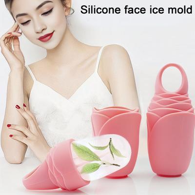 Buz Kalıp Yeniden Kullanılabilir Gül Şekli Silikon Buz Rulosu Ergonomik Tasarım Cilt Bakımı Buz Küpü Yüz Masajı Kadınlar için